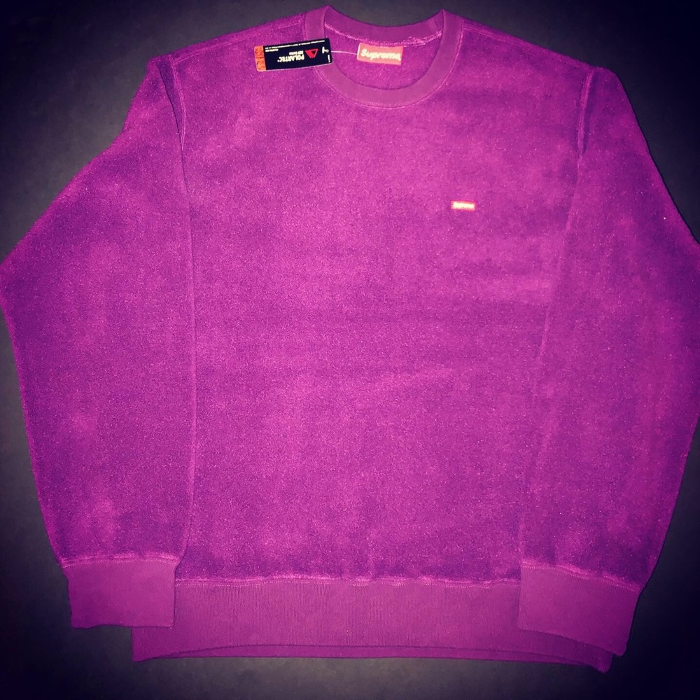 Supreme Purple Polartec Small Box Crew Neck